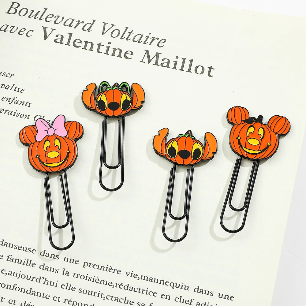 Haloween Disney Mickey Minnie Stitch and Angel Pumpkin Metal Paperclips for Women Men Book Marks Accessories Halloween Gifts - Gifts and Funny Trinkets