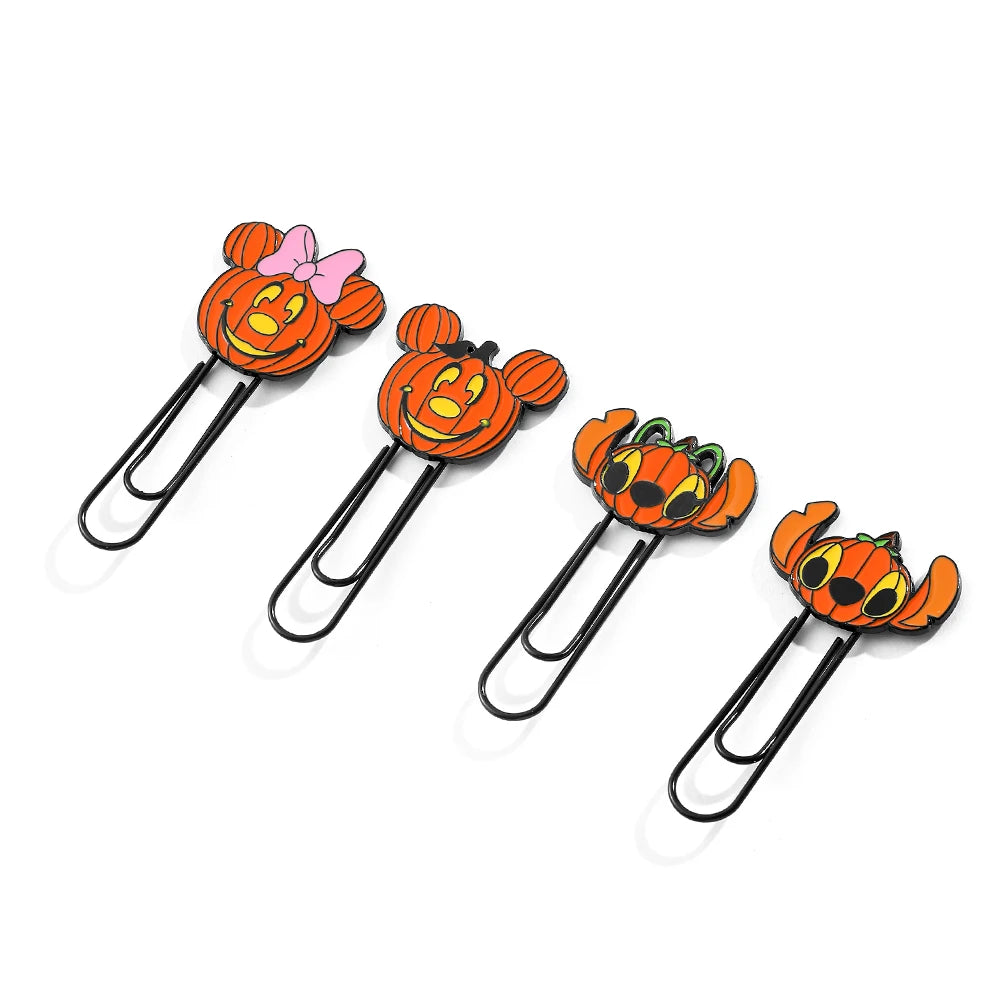 Haloween Disney Mickey Minnie Stitch and Angel Pumpkin Metal Paperclips for Women Men Book Marks Accessories Halloween Gifts - Gifts and Funny Trinkets