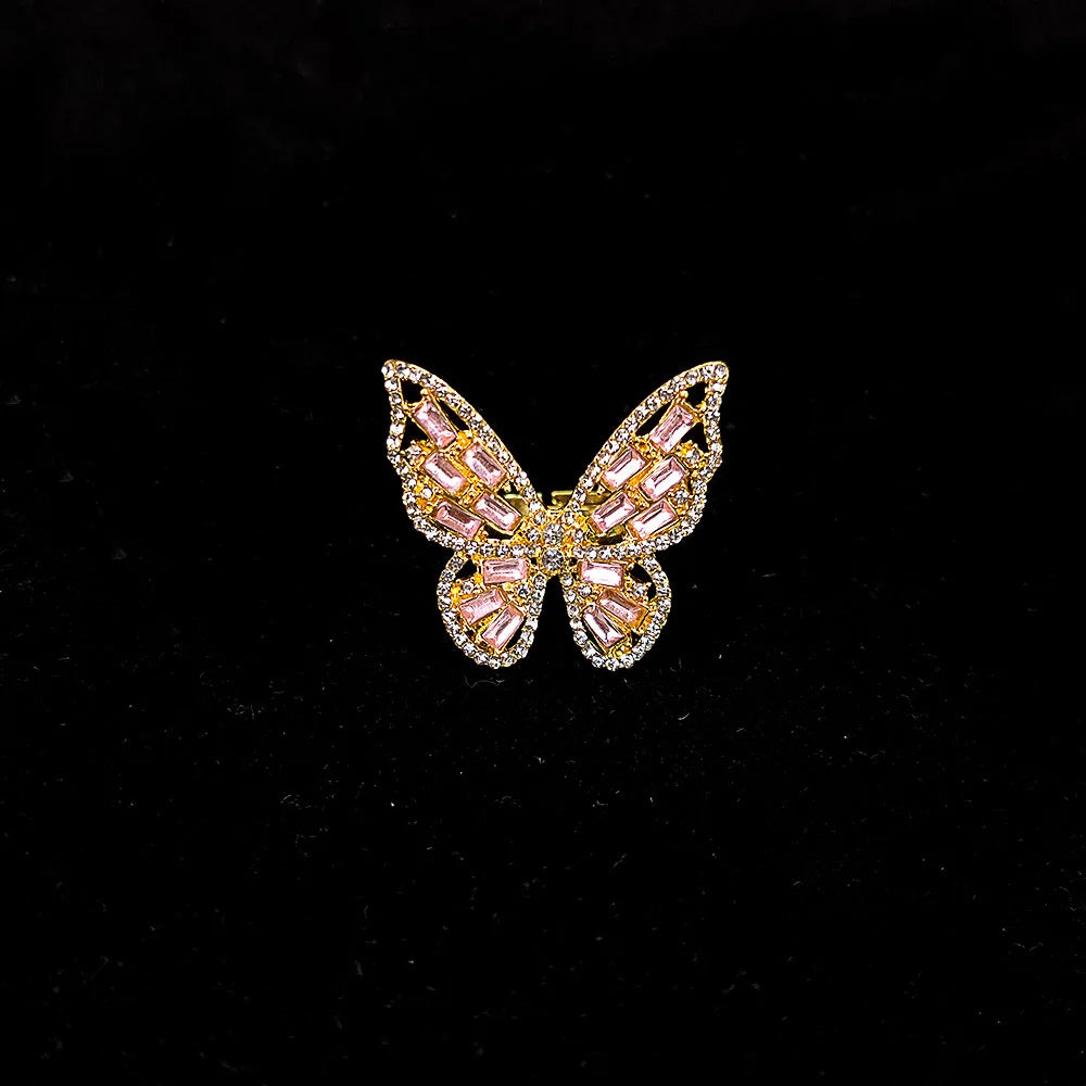 New Design Butterfly Adjustable Opening Ring Luxury Shiny Cocktail Party For Women Inlaid Zircon Butterfly Ring Fashion Jewelry - Gifts and Funny Trinkets