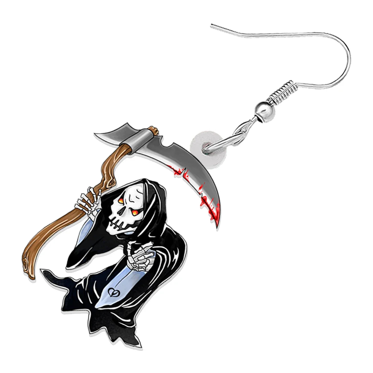 WEVENI Acrylic Scythe Evil Death Skeleton Dangle Drop Earrings Haloween Spooky Season Novelty Gifts For Women Girls Teens - Gifts and Funny Trinkets