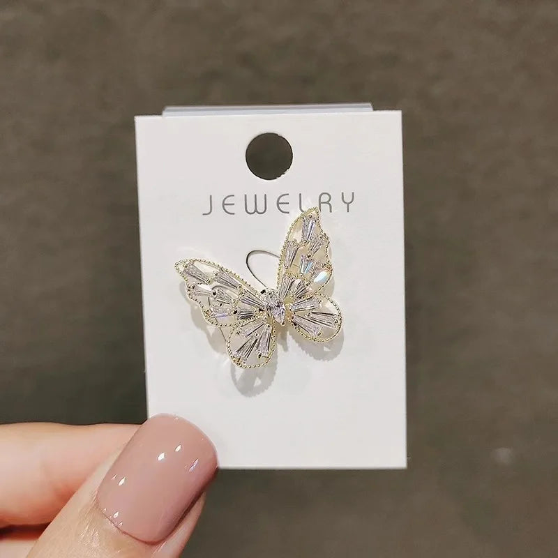 Exquisite Hollow Crystal Butterfly Small Brooches for Women Mini Zircon Corsage Casual Badges Pins Buckles Fashion Jewelry Gifts - Gifts and Funny Trinkets