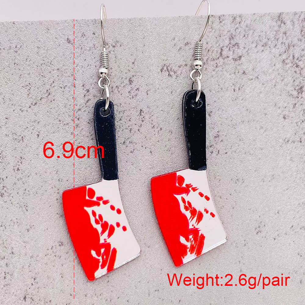 Fashion Gothic Bloody Knife Acrylic Earrings Funny Halloween Ghost Face Dangle Earrings for Women All Hallows' Day Jewelry Gifts