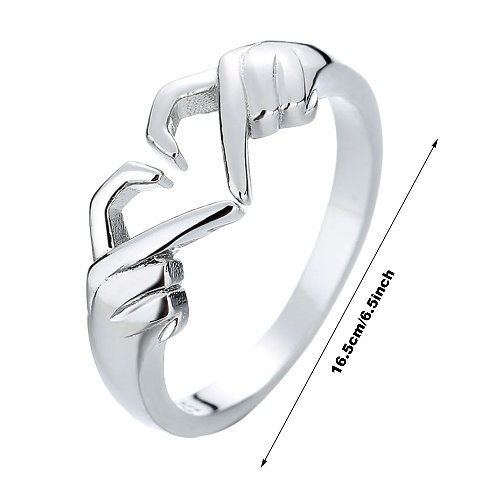 Romantic Heart Hand Hug Fashion Ring for Women Couple Jewelry Silver Color Punk Gesture Wedding Men Finger Accessories Gifts - Gifts and Funny Trinkets