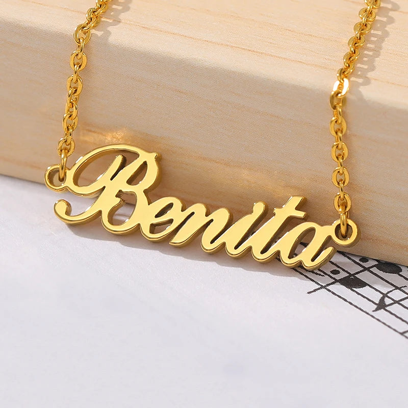 Custom Name Necklaces For Women Men Stainless Steel Customized Necklace Pendant Male Female Personalized Neck Chain Jewelry Gift - Gifts and Funny Trinkets