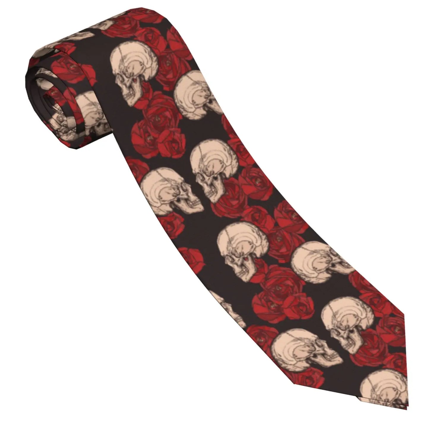 Mens Tie Classic Skinny Haloween Scary Skull Neckties Narrow Collar Slim Casual Tie Accessories Gift