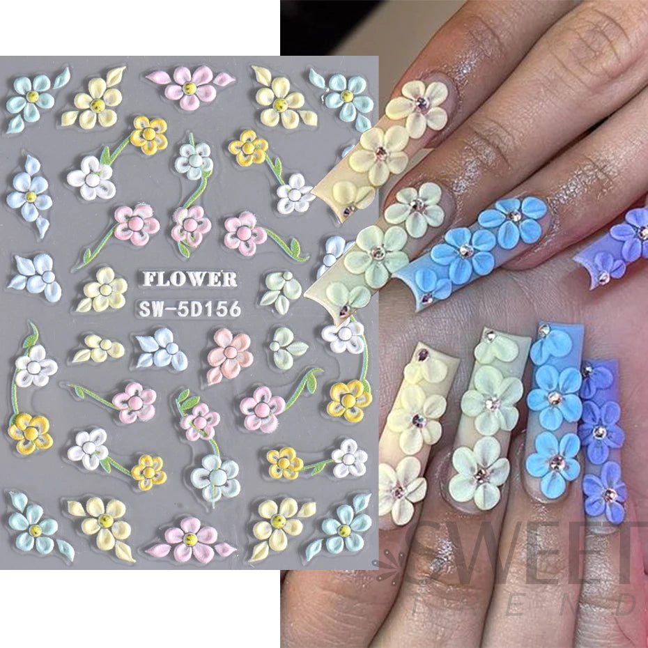 5D Halloween Hand Bones Nail Art Sticker Flower Petal Engraved Slider Decal DIY Manicure Decoration Tips Nail Accessories Tools