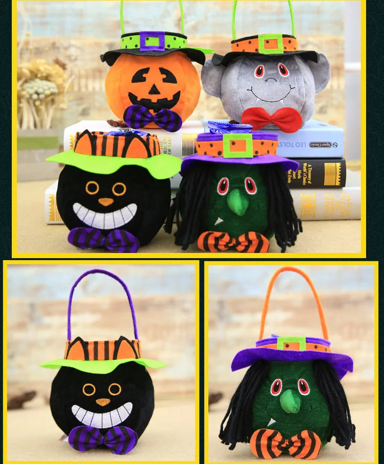 2022 Halloween Bag Haloween Pumpkin Witch Black Cat Handbag Trick Or Treat Gift Bag Kids Favor Happy Halloween Party Decor - Gifts and Funny Trinkets