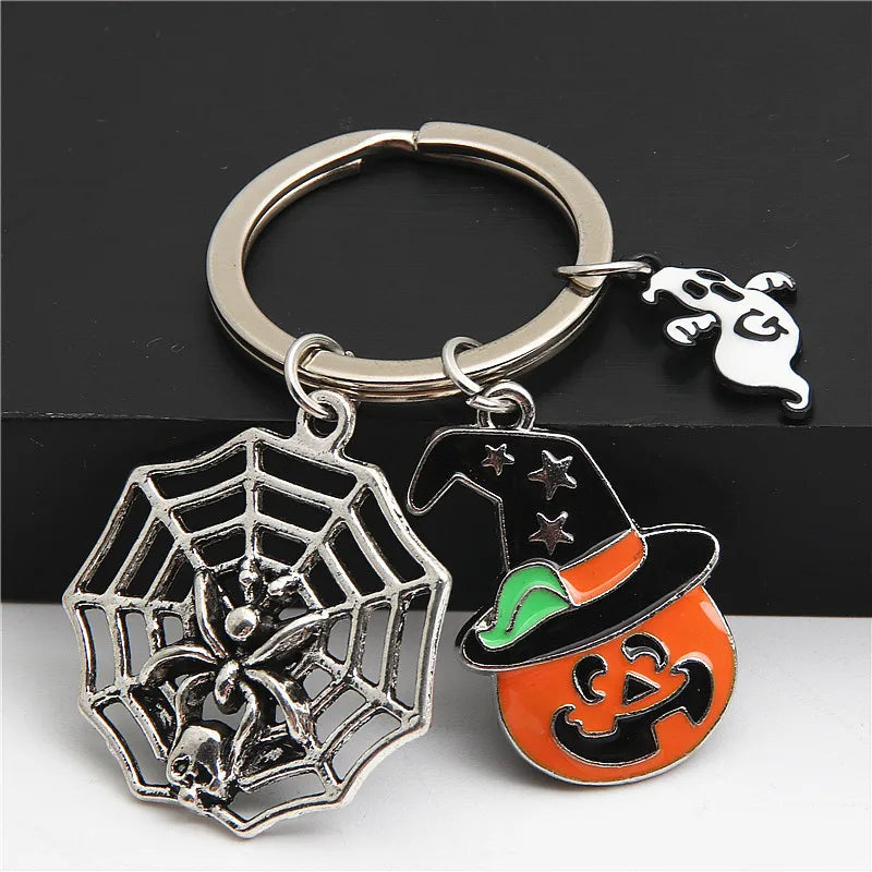 Halloween Girl Jewelry Keychain Sorcerer Witch Keyring Broom Pendant Keyholder Fit Car Handbag Trinket Supplies Retro Key Chains - Gifts and Funny Trinkets