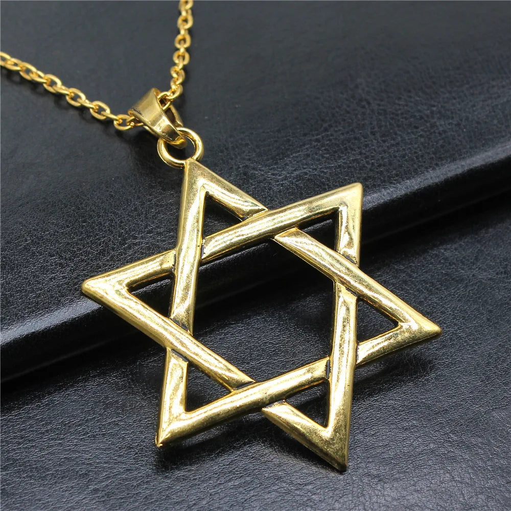 Fashion 3 Colors 75x59mm Large Star Of David Pendant Necklace For Women Men Punk Hiphop Long Chain Necklace Jewelry Accessories - Gifts and Funny Trinkets