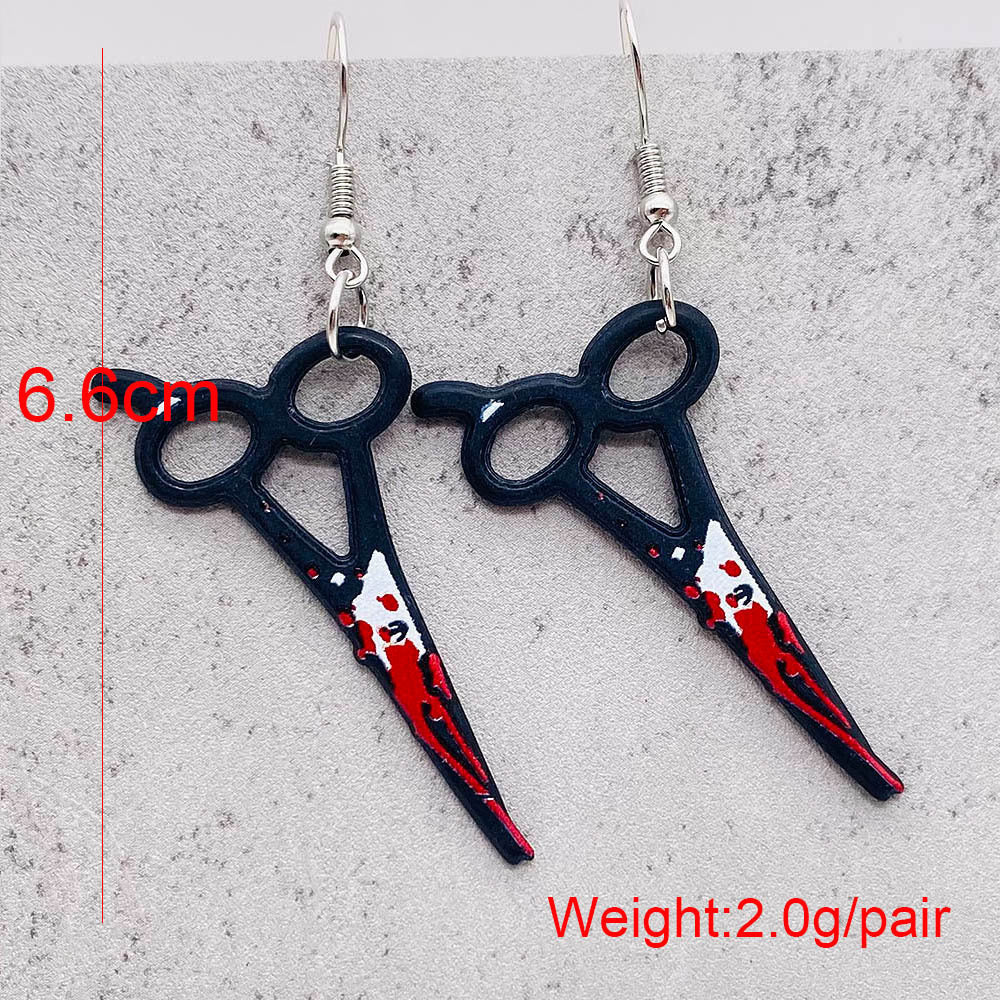 Fashion Gothic Bloody Knife Acrylic Earrings Funny Halloween Ghost Face Dangle Earrings for Women All Hallows' Day Jewelry Gifts