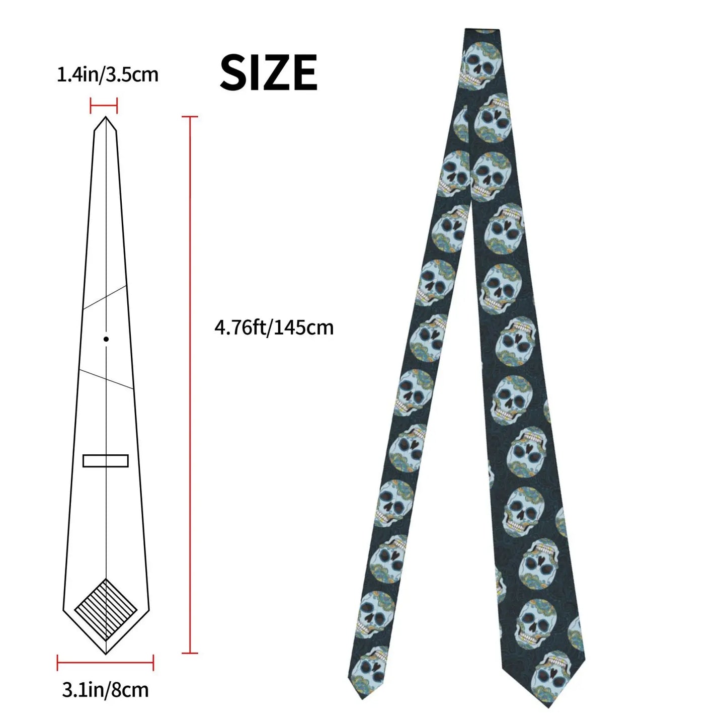 Mens Tie Classic Skinny Haloween Scary Skull Neckties Narrow Collar Slim Casual Tie Accessories Gift