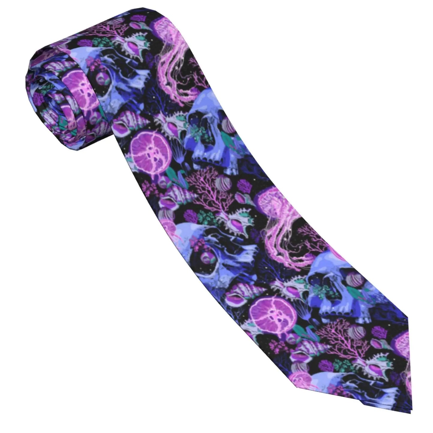 Mens Tie Classic Skinny Haloween Scary Skull Neckties Narrow Collar Slim Casual Tie Accessories Gift