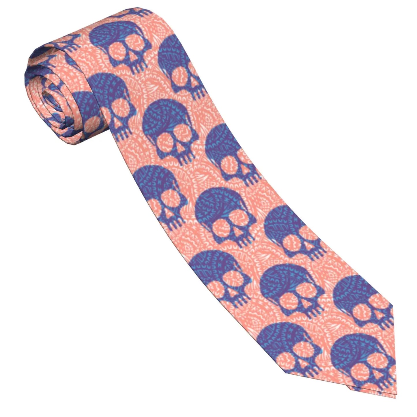 Mens Tie Classic Skinny Haloween Scary Skull Neckties Narrow Collar Slim Casual Tie Accessories Gift