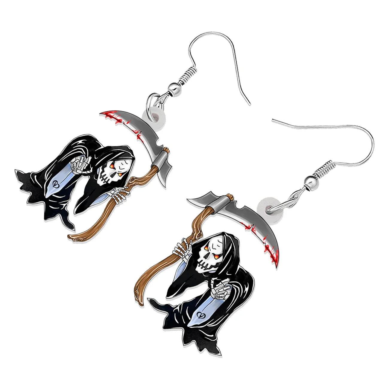 WEVENI Acrylic Scythe Evil Death Skeleton Dangle Drop Earrings Haloween Spooky Season Novelty Gifts For Women Girls Teens - Gifts and Funny Trinkets