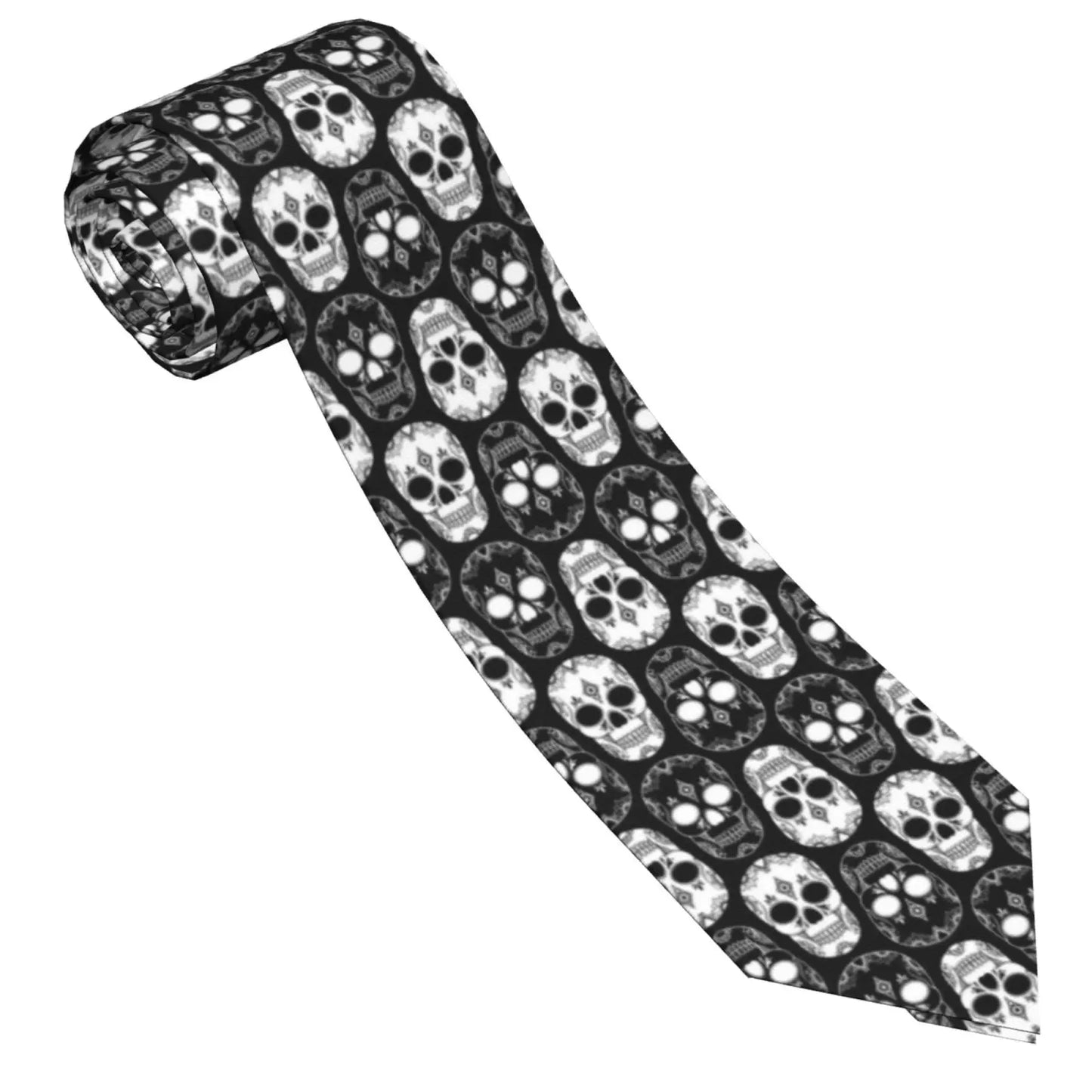 Mens Tie Classic Skinny Haloween Scary Skull Neckties Narrow Collar Slim Casual Tie Accessories Gift