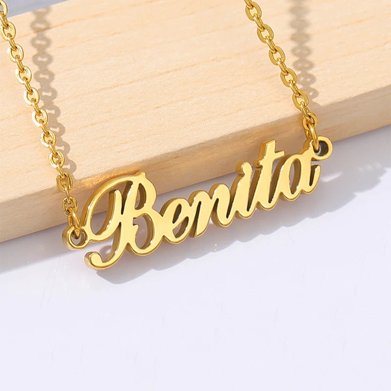 Custom Name Necklaces For Women Men Stainless Steel Customized Necklace Pendant Male Female Personalized Neck Chain Jewelry Gift - Gifts and Funny Trinkets