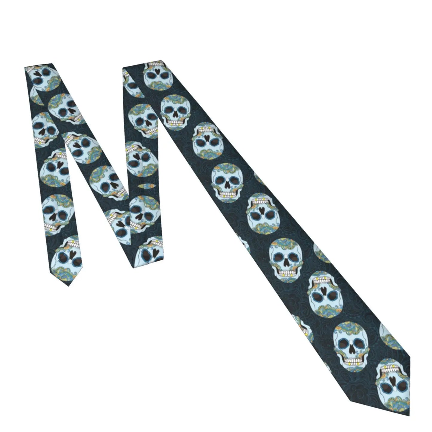 Mens Tie Classic Skinny Haloween Scary Skull Neckties Narrow Collar Slim Casual Tie Accessories Gift