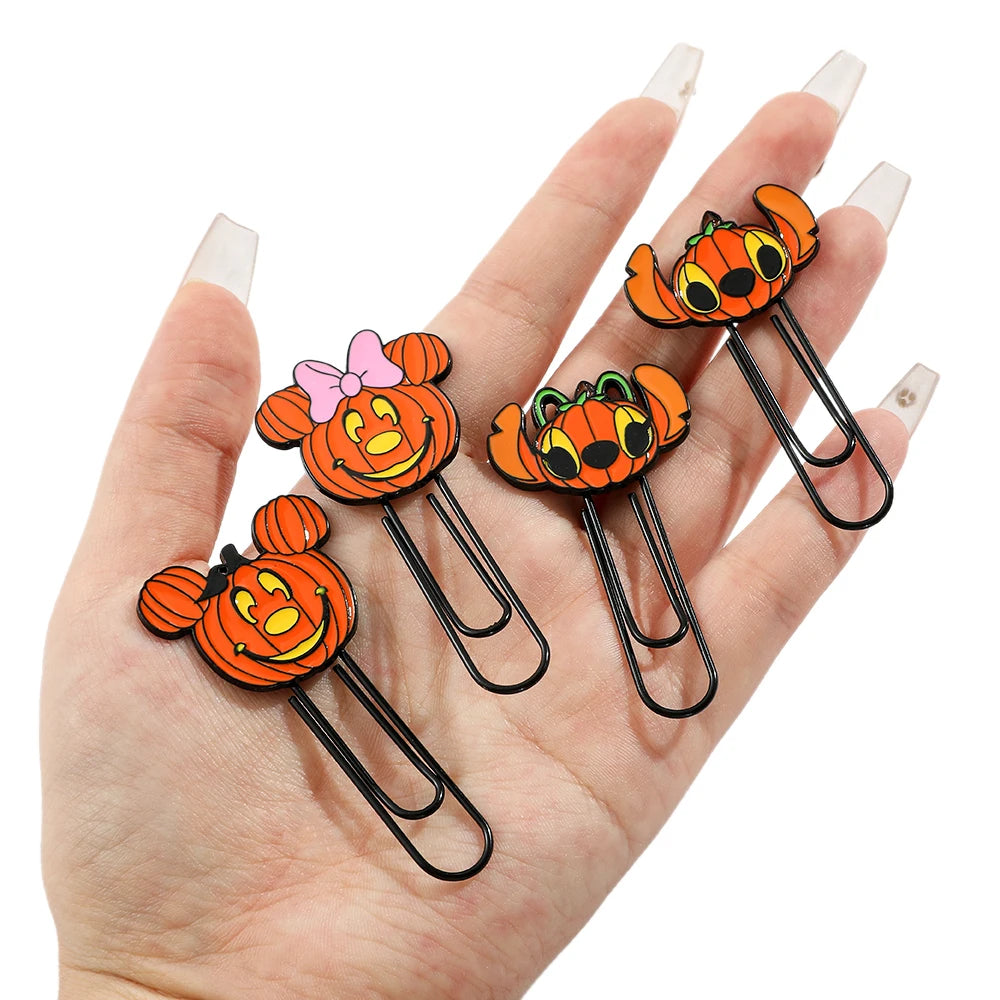 Haloween Disney Mickey Minnie Stitch and Angel Pumpkin Metal Paperclips for Women Men Book Marks Accessories Halloween Gifts - Gifts and Funny Trinkets