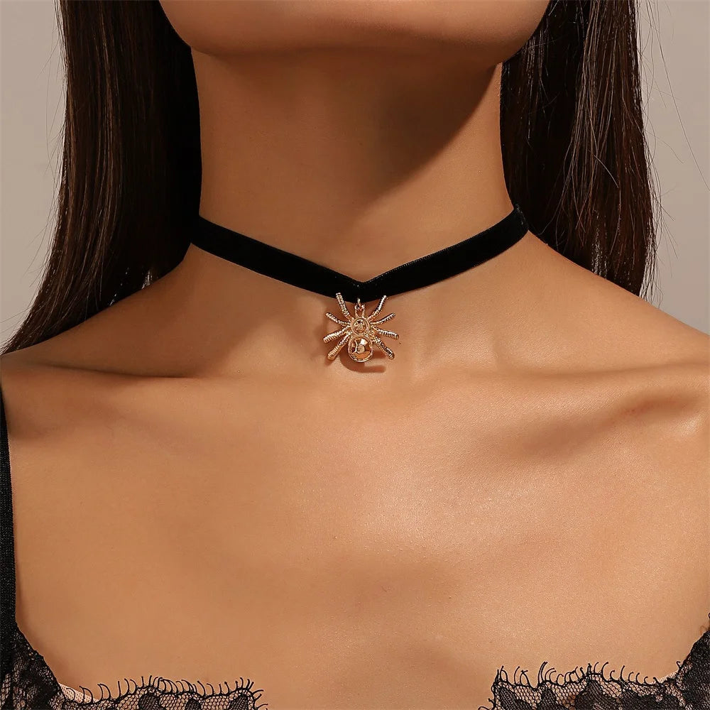 Goth Spider Choker Necklace for Women Luxury Adjustable Punk Boho Spider Shape Creative Party Jewelry Accessories Gift Haloween - Gifts and Funny Trinkets