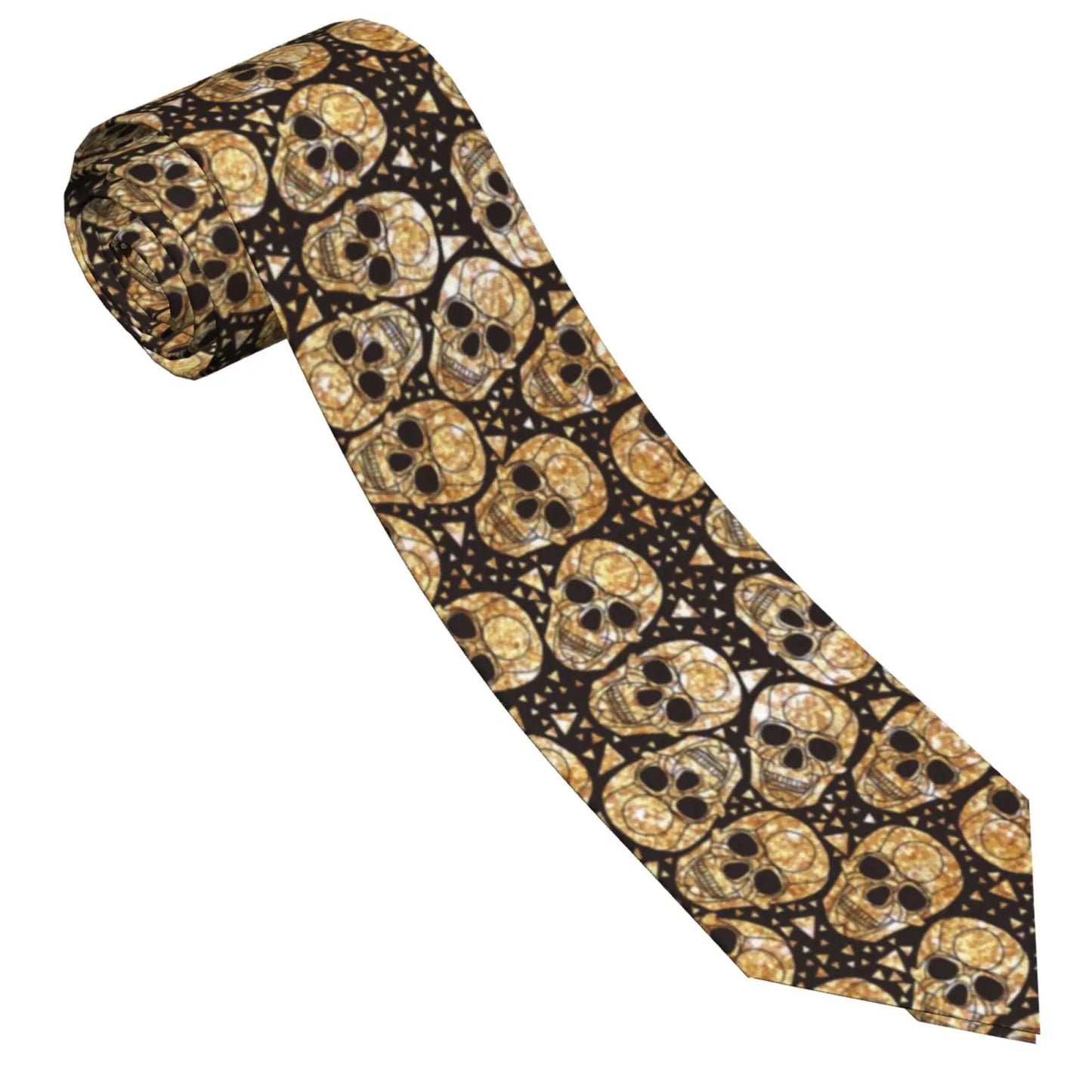 Mens Tie Classic Skinny Haloween Scary Skull Neckties Narrow Collar Slim Casual Tie Accessories Gift