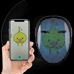 Face Transforming LED Mask with App Controlled - Programmable LED Halloween Mask Digital Luminous Mask for Adults