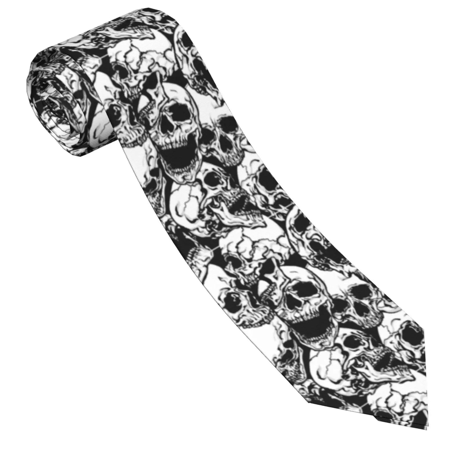 Mens Tie Classic Skinny Haloween Scary Skull Neckties Narrow Collar Slim Casual Tie Accessories Gift