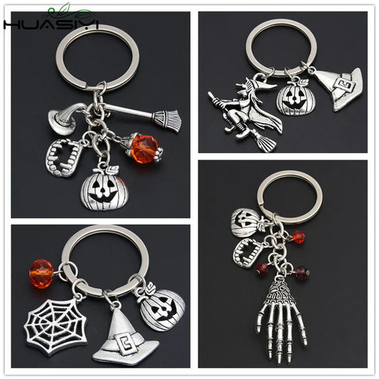 Halloween Girl Jewelry Keychain Sorcerer Witch Keyring Broom Pendant Keyholder Fit Car Handbag Trinket Supplies Retro Key Chains - Gifts and Funny Trinkets