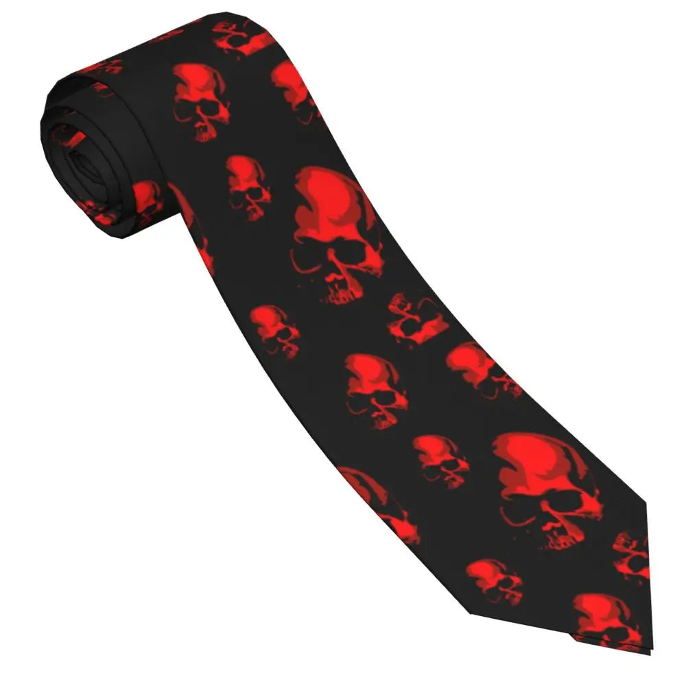 Mens Tie Classic Skinny Haloween Scary Skull Neckties Narrow Collar Slim Casual Tie Accessories Gift