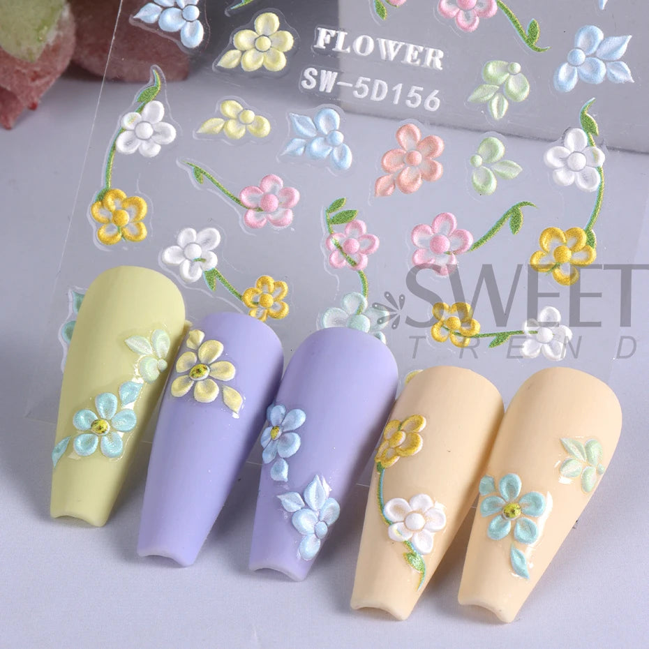 5D Halloween Hand Bones Nail Art Sticker Flower Petal Engraved Slider Decal DIY Manicure Decoration Tips Nail Accessories Tools