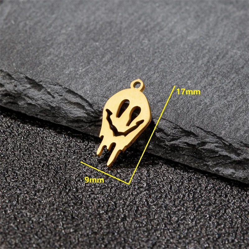 5Pcs/Lot Halloween Ghost Charms For Jewelry Making Stainless Steel Charms Diy Necklace Pendant Metal Girl Trinkets Decoration - Gifts and Funny Trinkets