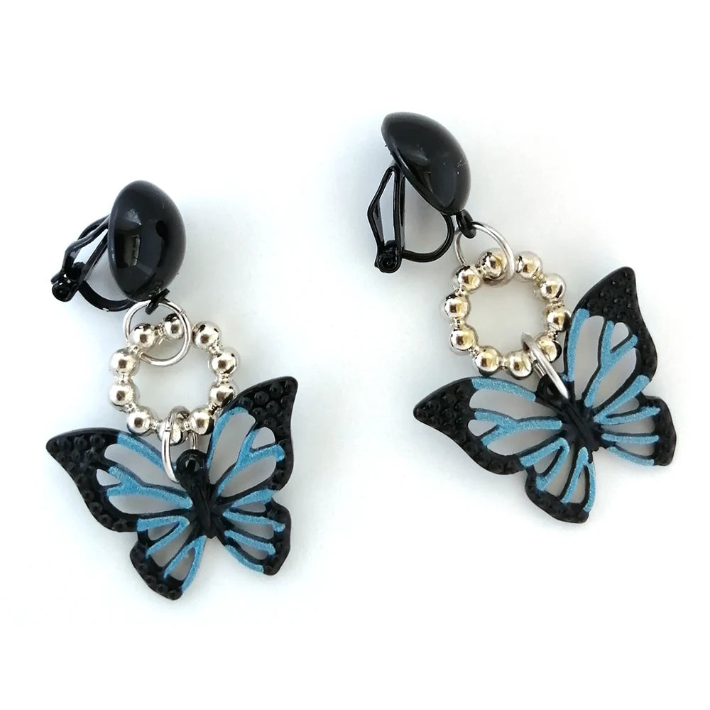 Black Butterfly Earrings No Hole Ear Clips Butterfly Clip Earring Without Piercing Minimalist Earrings Jewelry CEjA083 - Gifts and Funny Trinkets