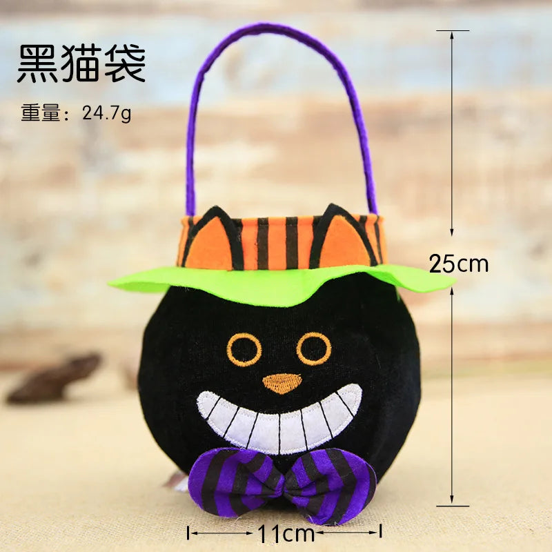 2022 Halloween Bag Haloween Pumpkin Witch Black Cat Handbag Trick Or Treat Gift Bag Kids Favor Happy Halloween Party Decor - Gifts and Funny Trinkets