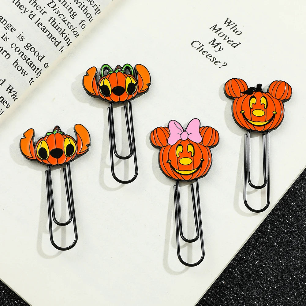 Haloween Disney Mickey Minnie Stitch and Angel Pumpkin Metal Paperclips for Women Men Book Marks Accessories Halloween Gifts - Gifts and Funny Trinkets