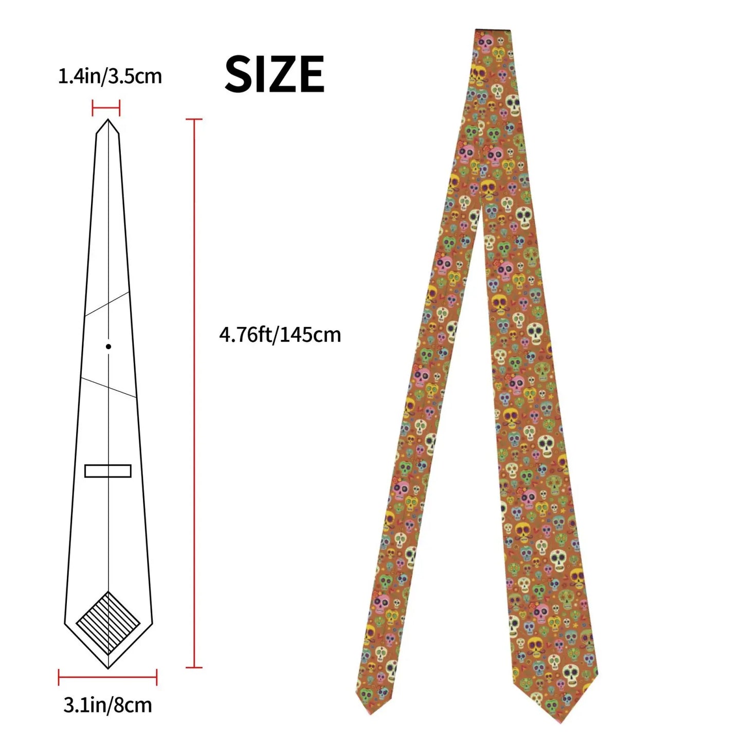 Mens Tie Classic Skinny Haloween Scary Skull Neckties Narrow Collar Slim Casual Tie Accessories Gift