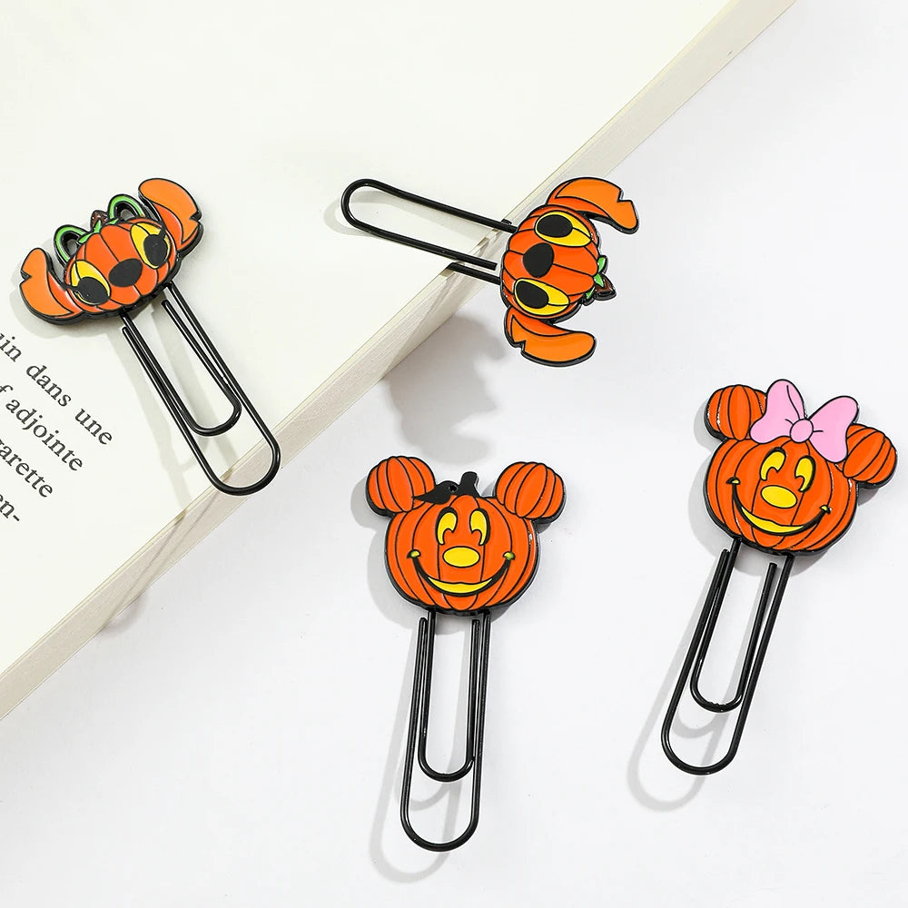 Haloween Disney Mickey Minnie Stitch and Angel Pumpkin Metal Paperclips for Women Men Book Marks Accessories Halloween Gifts - Gifts and Funny Trinkets