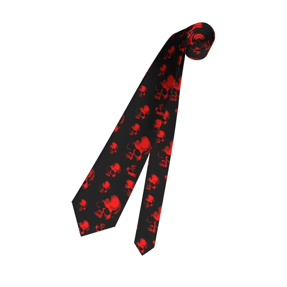 Mens Tie Classic Skinny Haloween Scary Skull Neckties Narrow Collar Slim Casual Tie Accessories Gift