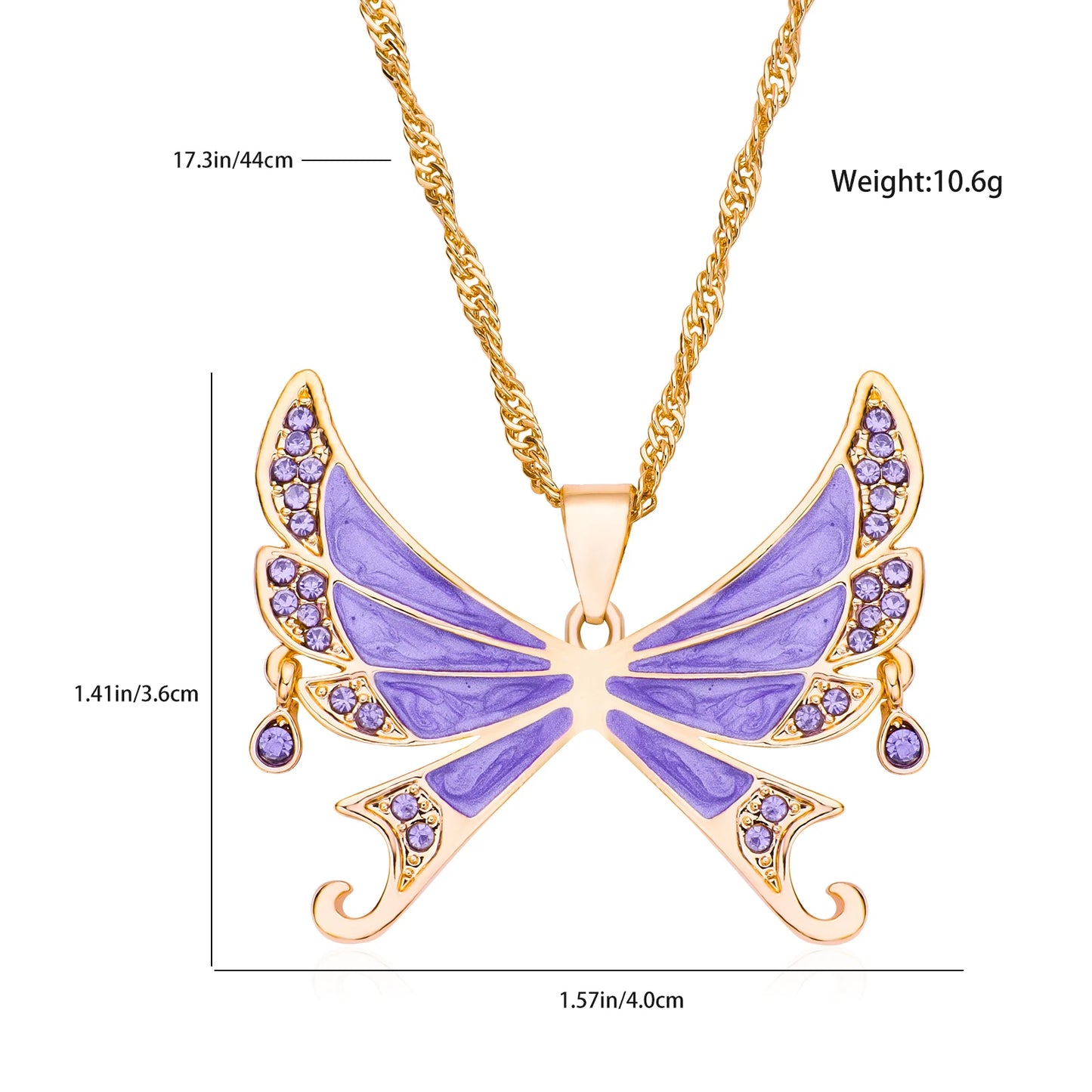 Zircon Butterfly Necklace Big Size Light Luxury Pandant Colorful Insect Dating Wedding Party Jewelry For Women Girls Gift - Gifts and Funny Trinkets