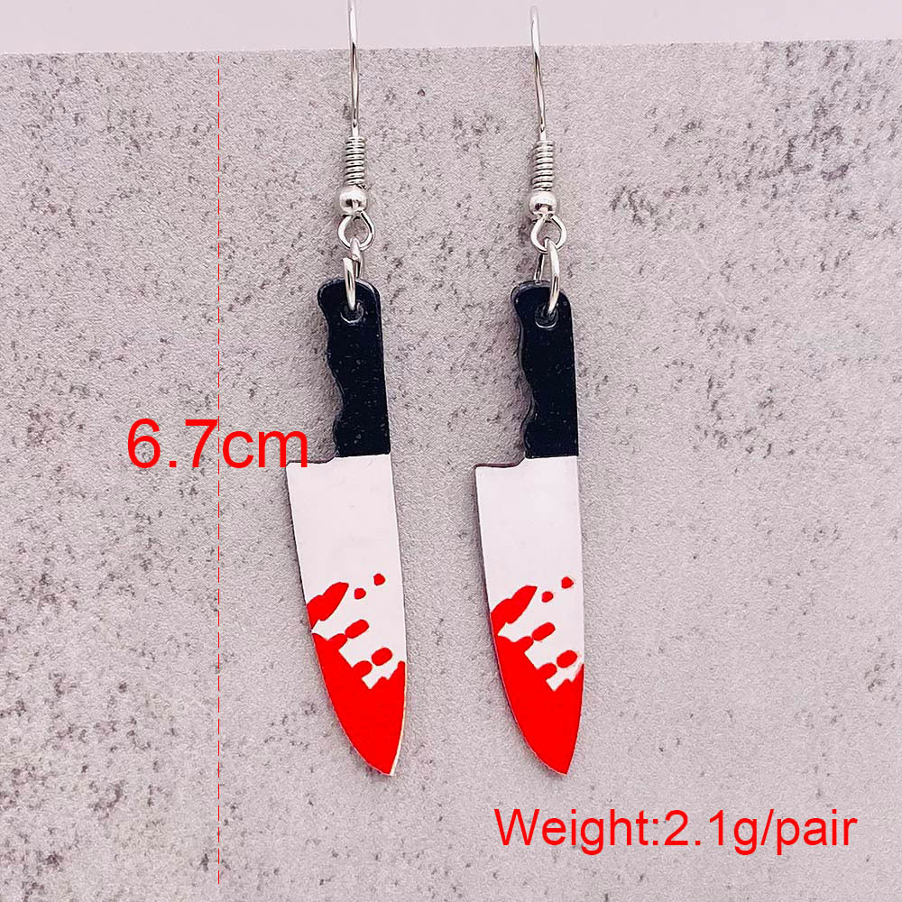 Fashion Gothic Bloody Knife Acrylic Earrings Funny Halloween Ghost Face Dangle Earrings for Women All Hallows' Day Jewelry Gifts